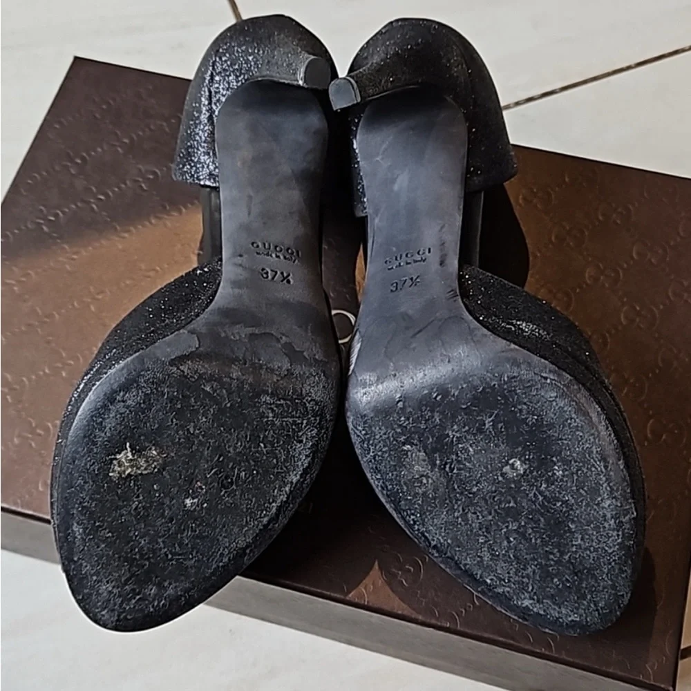 Gucci Horsebit Heels Black Glitter
w/ Box + Dustbag + Taps [EU 37.5, US 7.5] - Picture 5 of 7
